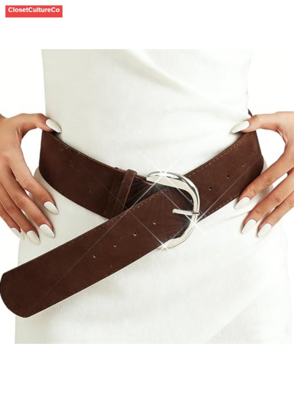 BODIY Vintage Suede Belt Western Wide Waist Belt Chunky Adjustable Buckle